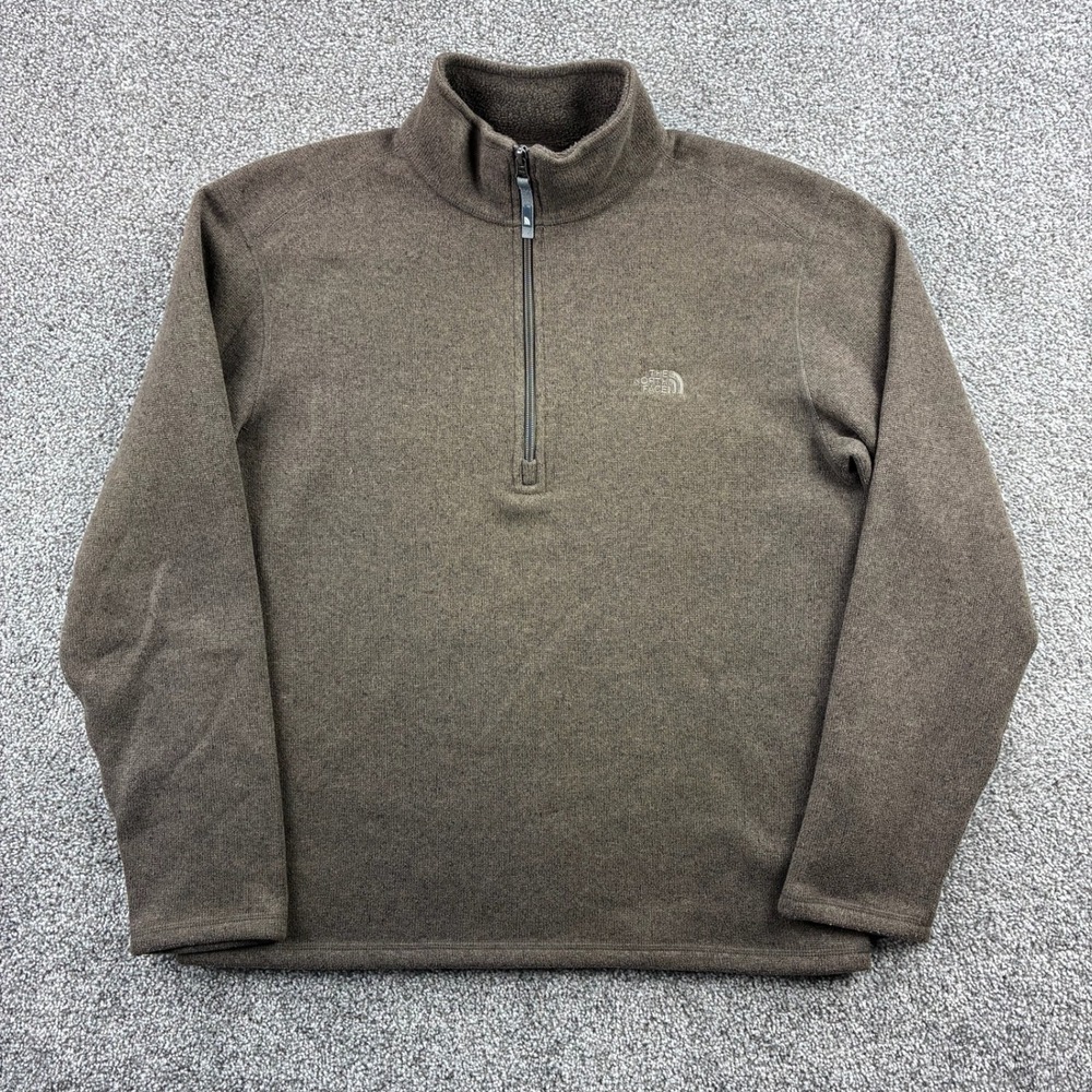 The North Face Fleece Pullover Mens M Brown 1/4 Zip Sweater Gordon Lyons AJHS‎
